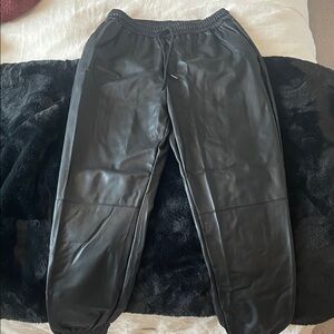 Fashion Nova Black Faux Leather Jogger Pants